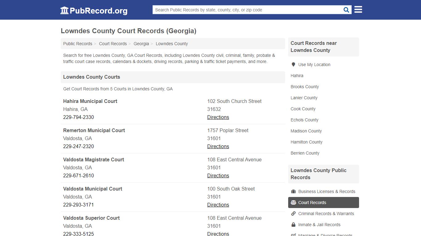 Free Lowndes County Court Records (Georgia Court Records) - PubRecord.org